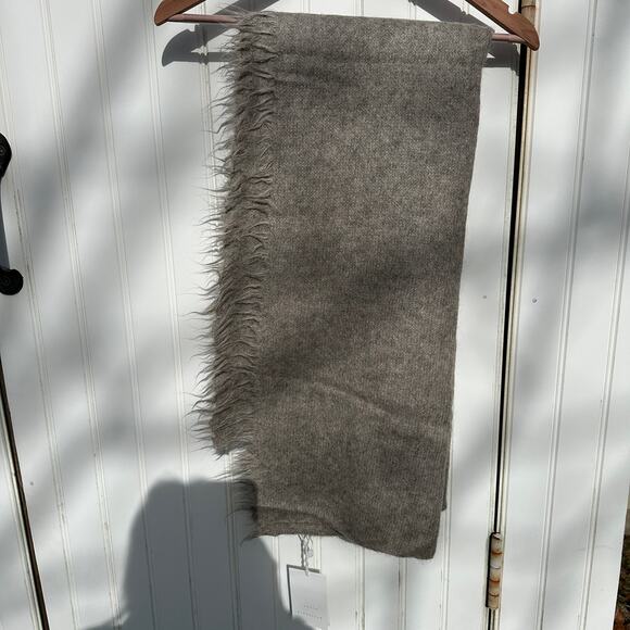 Lauren Manoogian Suri Fringe Scarf Rock Taupe Grey Brown 100% Suri Alpaca NWT - Picture 7 of 15